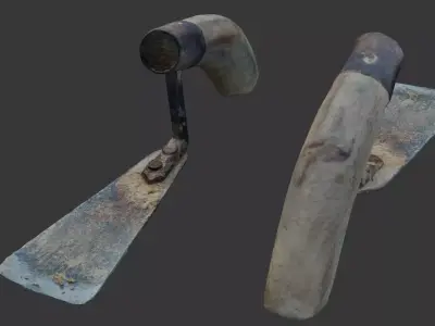  Old Hand Hoe Tool Scan Low-poly 3D model