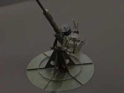 British Polsten 20mm Anti-Air Gun Low-poly 3D model