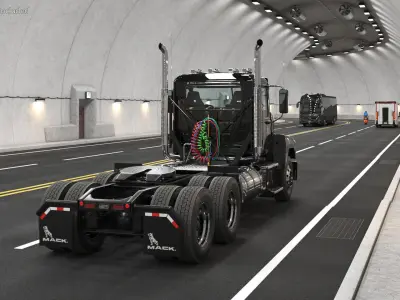 Mack Commercial Truck Black Rigged 3D model