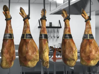Jamonarium Curing Ham Legs Metal Rail 3D model