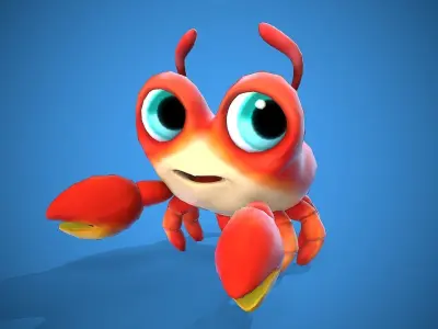 cartoon little crab Low-poly 3D model purchase