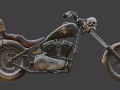 Wasteland Outlaw Chopper Motorcycle Low-poly 3D model