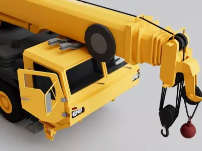 Truck Mounted Mobile Crane Heavy Machinery Construction Vehicle Low-poly 3D model
