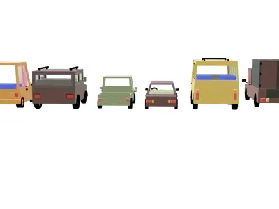 Low Poly Cartoon Car Collection - 6 Vehicle Asset Pack Low-poly 3D model