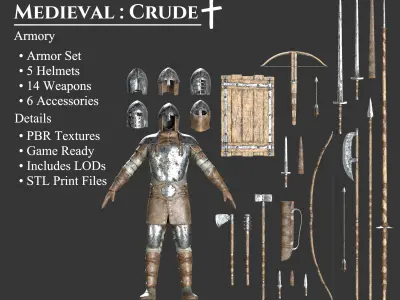 Medieval Collection Crude Armory 3D Model Pack
