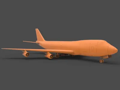 B 747 orange airplane 3D print model