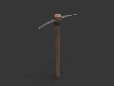 AXE GAME READY wooden hammer Low-poly 3D model