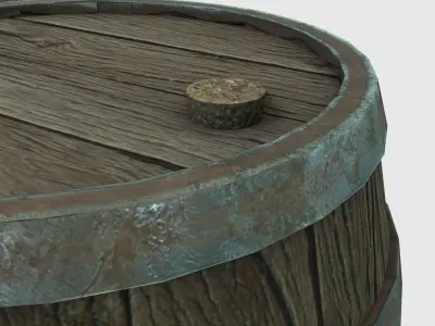 Low Poly Wooden Barrels With PBR Materials Low-poly 3D model