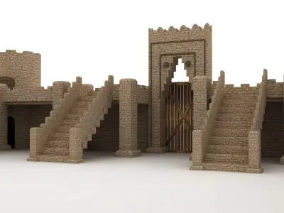 Game Old Castle Low-poly 3D model