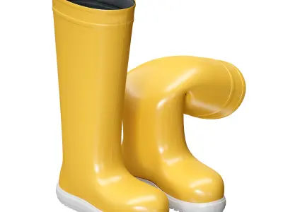 Yellow rubber boots 3D model