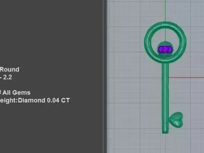 Powerful Heart Key Pendant Small Diamond 3D print model