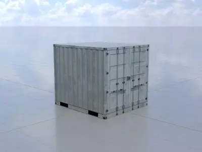 Shipping Container light gray 6-foot Low-poly 3D model