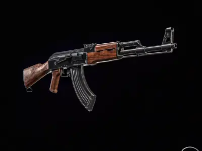 AK-47 Kalashnikov Low-poly 3D model