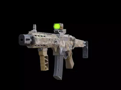 Sci-Fi Military Assault Rifle Game Ready Low Poly Low-poly 3D model