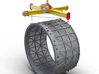 Industrial Perforated Cylinder with Lifting Beam 3D model