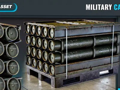 Military Cartridge Tube Cargo Low-poly 3D model