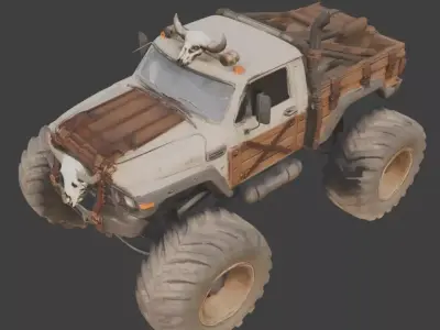 Massive Wild West Monster Truck Low-poly 3D model
