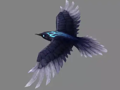Cartoon Crow - Raven - Black Bird Monster Low-poly 3D model