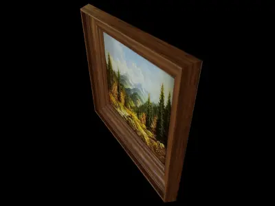 River Forest Oil Painting 3D model