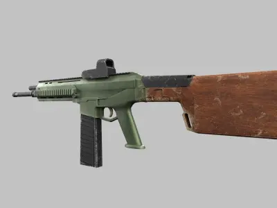 Assault rifle Low-poly 3D model 6