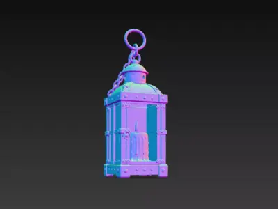 Medieval Hanging Lantern - PBR Low Poly Game Ready Low-poly 3D model