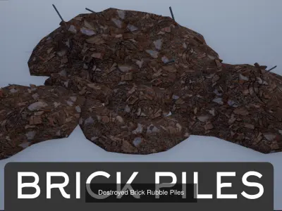 Stone-Brick Rubble Piles Collection 3D Model Pack purchase