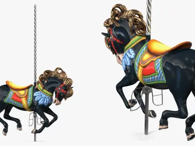 Carousel Galloping Horse Ebony 3D model