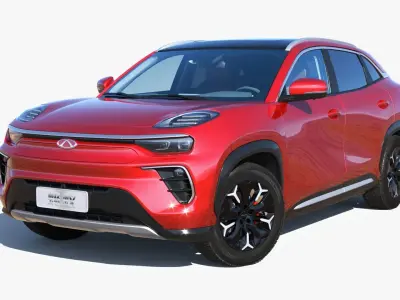 Chery EQ5 2023  EV with Lowpoly interior Low-poly 3D model