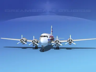 Douglas DC-4 Continental Airlines 3D model