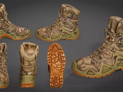 Photorealistic Boot Pack - 5 High-Quality Scanned Boots Low-poly 3D model