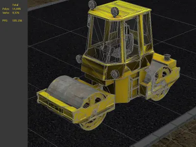 Road Roller construction Leveler grader road repair machine 3D model