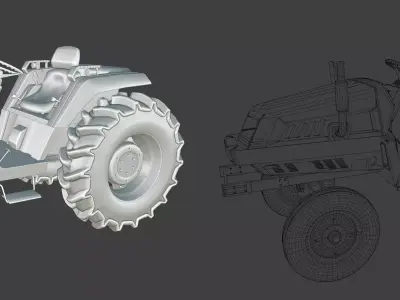 Japanese Iseki TU240 Tractor Game-Ready 3D Model Low-poly 3D model