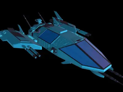 Spaceship Low-poly 3D model 5