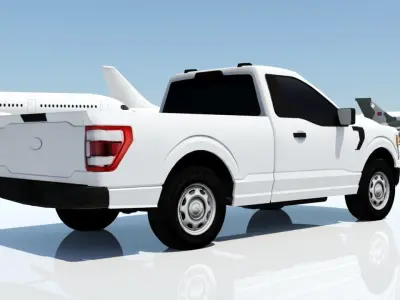 half ton Pickup truck regular cab low poly static Low-poly 3D model