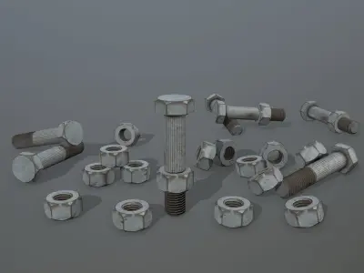 Bolts bolt and nut Low-poly 3D model get
