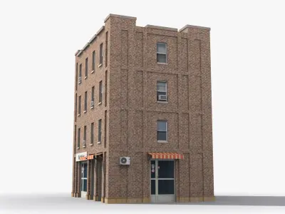 Apartment Building x3 Low-poly 3D model