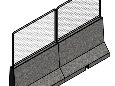 Parametric Concrete Barrier With Fence LOD300-30 Low-poly 3D model