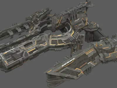 Next generation spaceship spacecraft Low-poly 3D model