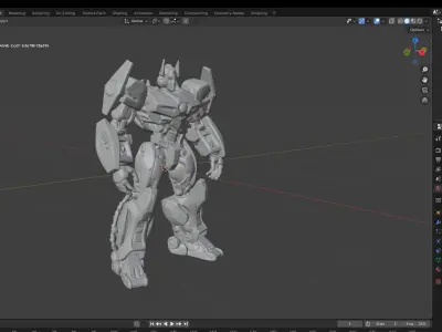 Stylized Mecha Warrior  Red and Blue Armor Variant Low-poly 3D model