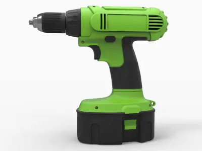 Drill machine with battery 3D model