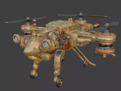 Steampunk Heavy Tactical Combat Drone 3D Model Low-poly 3D model