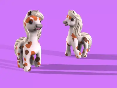 3d model pony polka dot Low-poly 3D model