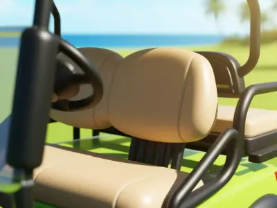 Tropical Golf Cart Vibrant Green Vehicle Beachside Course 3D Low-poly 3D model