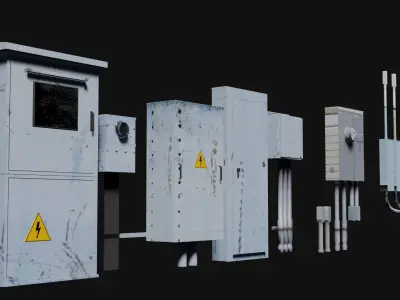 electrical box collection Low-poly 3D model purchase
