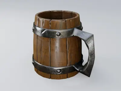 Medieval beer mug Low-poly 3D model