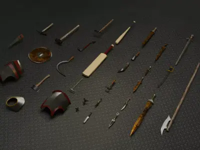 Low Poly Melee Weapon Pack  Optimized Topology Low-poly 3D model