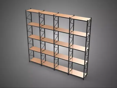 STEEL WOOD WAREHOUSE METAL SHELVING ORGANIZED STORAGE RACK SHELF 3D model