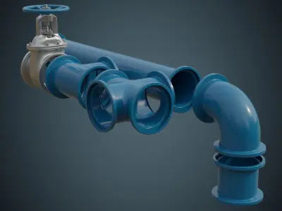 Industrial Pipes 6A Low-poly 3D model