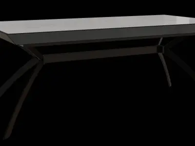 Black Metal White Marble Simple Table Low-poly 3D model