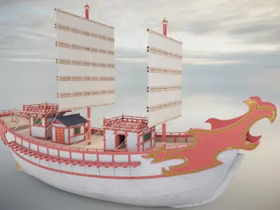 Kentoshi-sen - Asian ship Low-poly 3D model